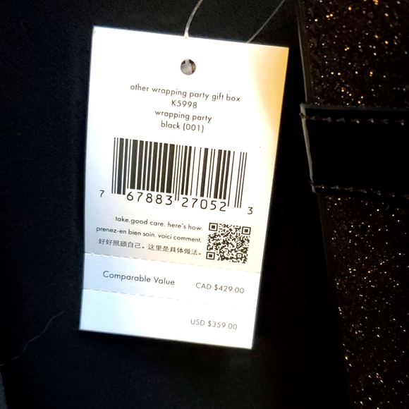 Kate Spade Crossbody Handbag Wrapping Party Gift Box Black Glitter - Picture 9 of 16